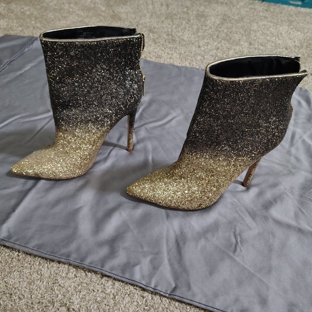 Black and gold ombre stiletto boots